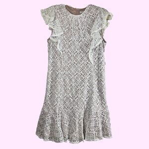 Julia‎ Jordan New Size 12 Lace Floral Ruffle Boho Knee Dress Coquette Cocktail
